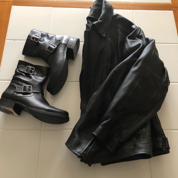 River Road Jackets & Blazers - Super heavy black leather motorcycle jacket